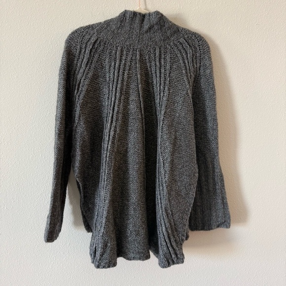 Free People Oversized Charcoal Cowl Neck Sweater with Zipper and Side Slits - Picture 5 of 8